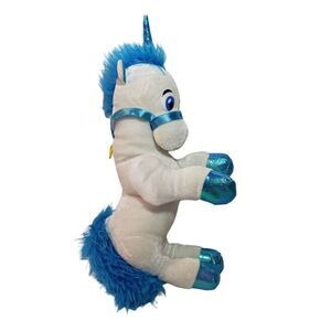 Unicorn Pegasus White Horse Stuffed Plush Classic Toy Co Blue Detail NWOT